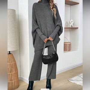 Cozy Ribbed Knit Two-Piece Set in Charcoal Gray
NWOT.